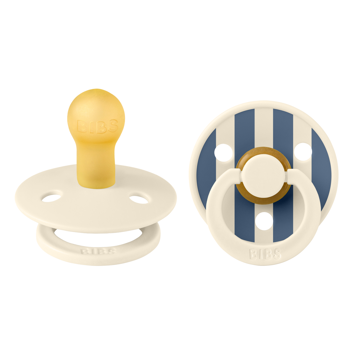 BIBS - 2-pack round Block Ivory/Steel - 1