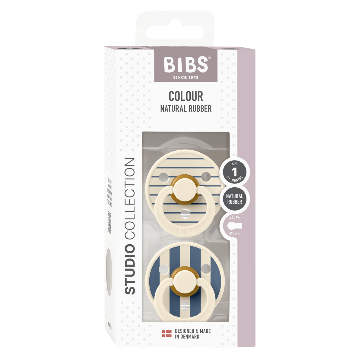 BIBS - 2-pack round Block Ivory/Steel - 1
