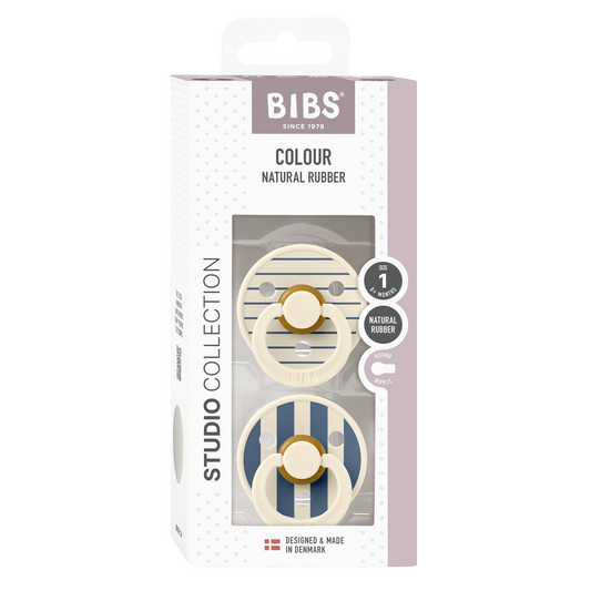 BIBS - 2-pack round Block Ivory/Steel - 1