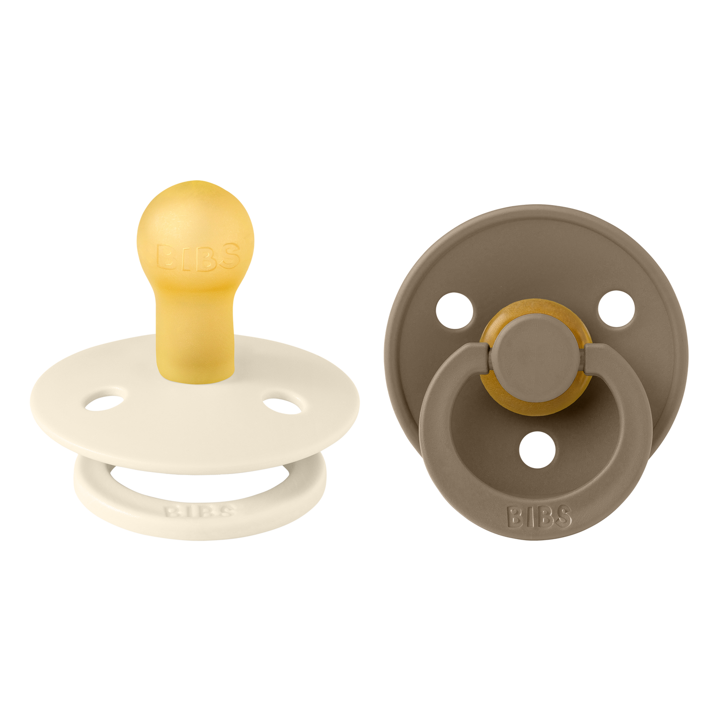 BIBS - 2-pack round Ivory/Dark oak - 1