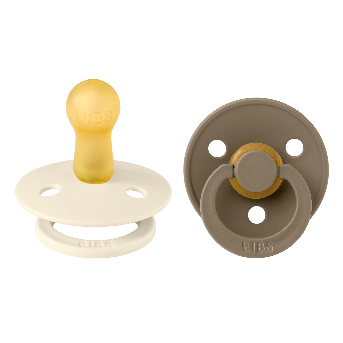 BIBS - 2-pack round Ivory/Dark oak - 2