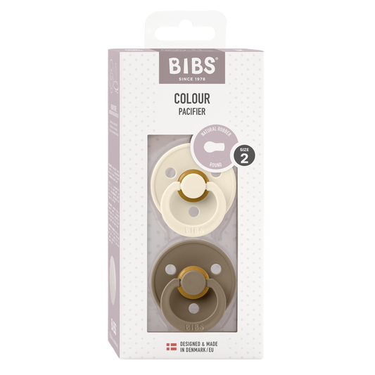 BIBS - 2-pack round Ivory/Dark oak - 2