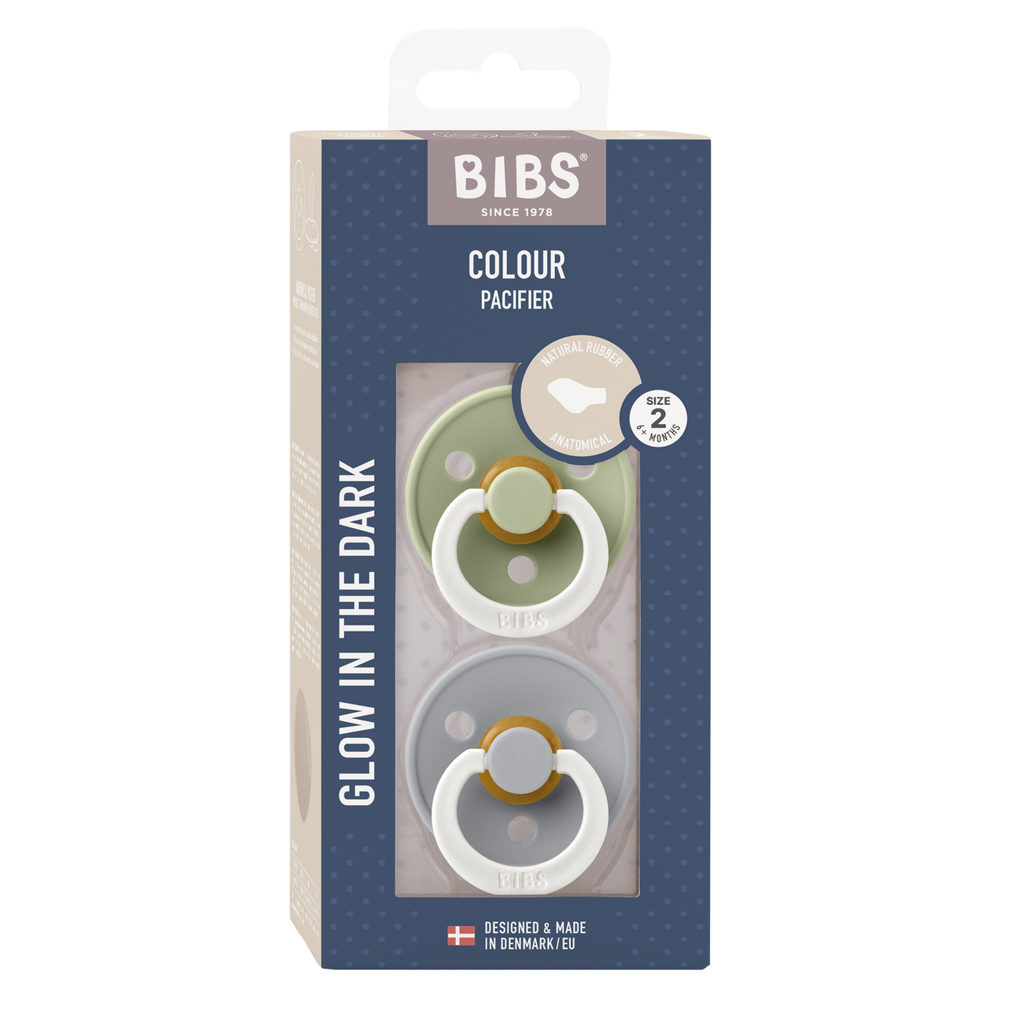 BIBS - 2-pack anatomic glow in the dark Sage/Cloud - 2