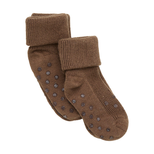 Minymo - Sokken met antislip bruin