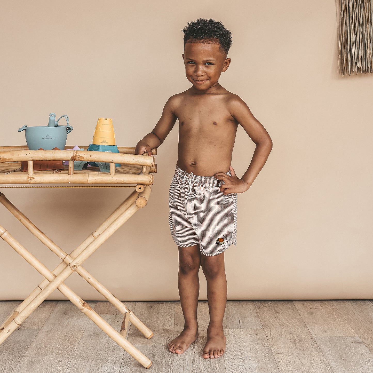 Salted Stories - Seersucker brown swimshort